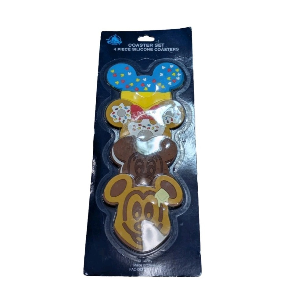 Disney Parks Mickey and Friends Coasters Set Four Vibrant Silicone Coasters New
